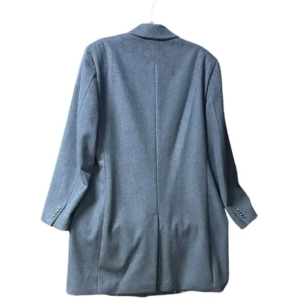 Jos A Bank Overcoat Mens Solid Charcoal Gray Top Coat Wool Blend 42R